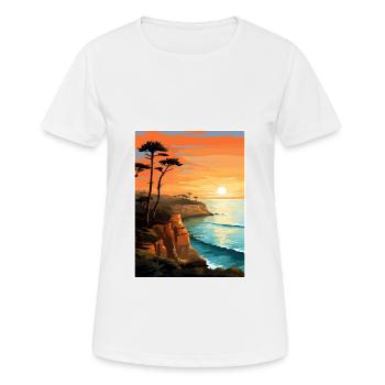 Sunset Cliffs California Vintage Travel Poster WPA - Women's Breathable T-Shirt - white - Front - AI Model Female 172 dark (172cm)