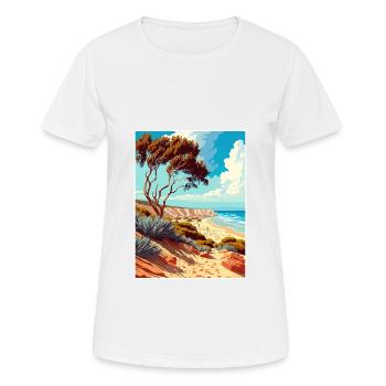Torrey Pines State Beach Vintage Affiche de voyage WPA - T-shirt respirant Femme - blanc - Devant - AI Model Female 172 dark (172cm)