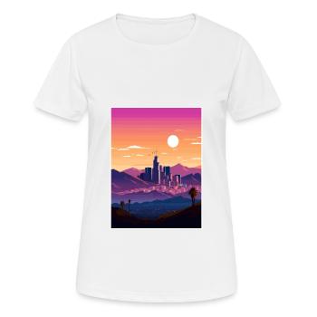 Los Angeles California Deco Vintage Travel Poster - Women's Breathable T-Shirt - white - Front - AI Model Female 172 dark (172cm)