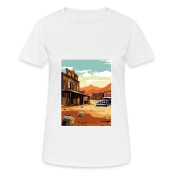 Goldfield Ghost Town Nevada Vintage Travel Poster - Women's Breathable T-Shirt - white - Front - AI Model Female 172 dark (172cm)