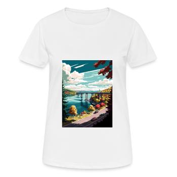 Poughkeepsie New York State Vintage Travel Poster - Women's Breathable T-Shirt - white - Front - AI Model Female 172 dark (172cm)
