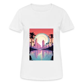 Los Angeles California Deco Vintage Travel Poster - Women's Breathable T-Shirt - white - Front - AI Model Female 172 dark (172cm)