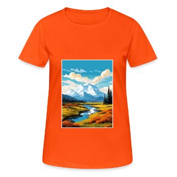 Denali Nationalpark Alaska Vintage Reiseposter - Frauen T-Shirt atmungsaktiv - Neonorange - Vorne - AI Model Female 172 dark (172cm)