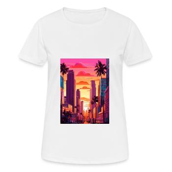 Los Angeles California Deco Vintage Travel Poster - Women's Breathable T-Shirt - white - Front - AI Model Female 172 dark (172cm)