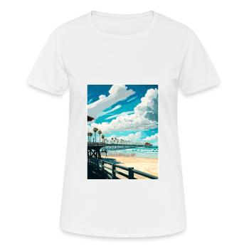 Huntington Beach Californie Vintage affiche de voyage - T-shirt respirant Femme - blanc - Devant - AI Model Female 172 dark (172cm)