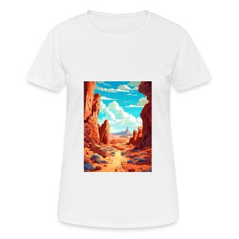 Affiche de voyage de la vallée du feu du parc d’État du Nevada - T-shirt respirant Femme - blanc - Devant - AI Model Female 172 dark (172cm)