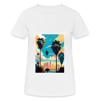 Los Angeles California Deco Vintage Travel Poster - Women's Breathable T-Shirt - white - Front - AI Model Female 172 dark (172cm)