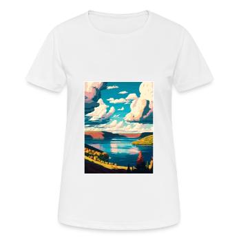 Finger Lakes New York State Vintage Travel Poster - Women's Breathable T-Shirt - white - Front - AI Model Female 172 dark (172cm)