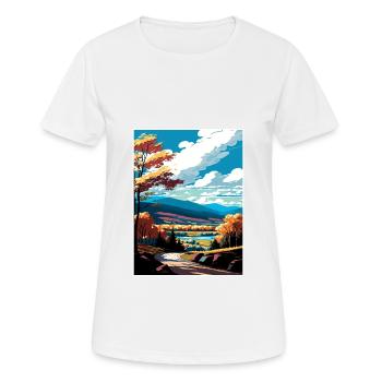 The Catskills New York State Vintage Travel Poster - Women's Breathable T-Shirt - white - Front - AI Model Female 172 dark (172cm)
