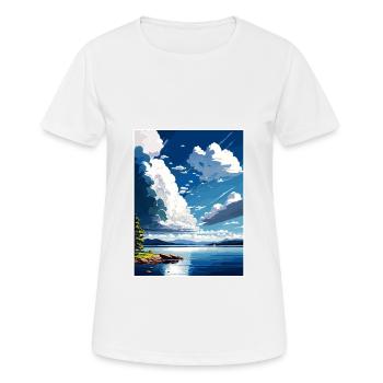 Lake Champlain New York State Travel Poster - Women's Breathable T-Shirt - white - Front - AI Model Female 172 dark (172cm)