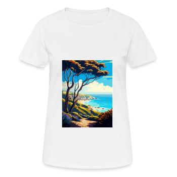 Carpinteria Bluffs Kalifornien Reiseposter - Frauen T-Shirt atmungsaktiv - Weiß - Vorne - AI Model Female 172 dark (172cm)
