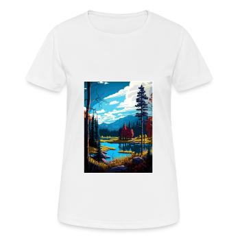 Adirondack Park New York State Travel Poster - Women's Breathable T-Shirt - white - Front - AI Model Female 172 dark (172cm)