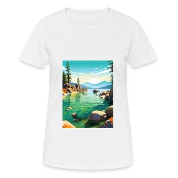 Sand Harbor State Park Nevada Reiseposter - Frauen T-Shirt atmungsaktiv - Weiß - Vorne - AI Model Female 172 dark (172cm)