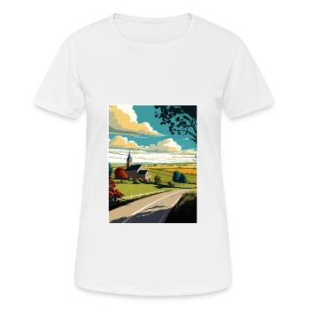 Lancaster County Pennsylvania Travel Poster - Women's Breathable T-Shirt - white - Front - AI Model Female 172 dark (172cm)