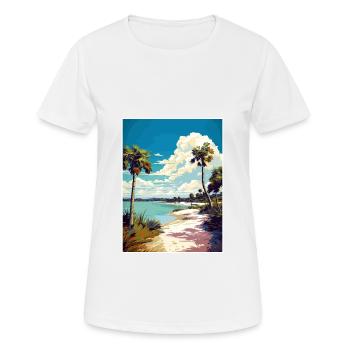 Lovers Key State Park Floride affiche de voyage - T-shirt respirant Femme - blanc - Devant - AI Model Female 172 dark (172cm)