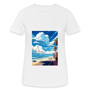 Manhattan Beach Californie Vintage affiche de voyage - T-shirt respirant Femme - blanc - Devant - AI Model Female 172 dark (172cm)