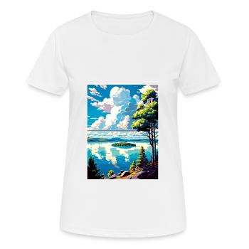 Lake Champlain New York State Travel Poster - Women's Breathable T-Shirt - white - Front - AI Model Female 172 dark (172cm)
