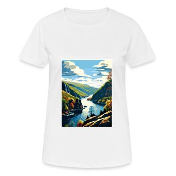Delaware Water Gap Pennsylvania Reiseposter - Frauen T-Shirt atmungsaktiv - Weiß - Vorne - AI Model Female 172 dark (172cm)