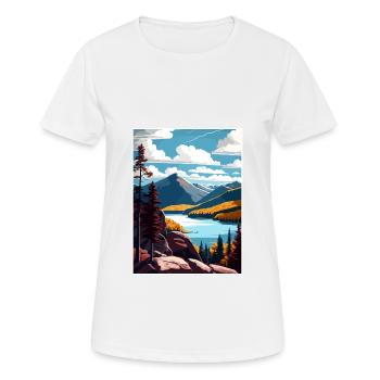 The Adirondacks New York State Travel Poster - Women's Breathable T-Shirt - white - Front - AI Model Female 172 dark (172cm)