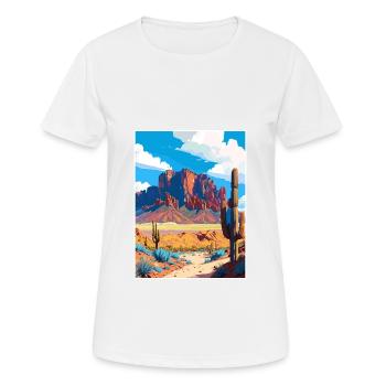 Superstition Mountains Arizona affiche de voyage - T-shirt respirant Femme - blanc - Devant - AI Model Female 172 dark (172cm)