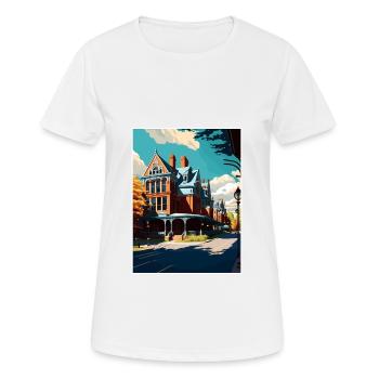 Saratoga Springs New York State Travel Poster - Women's Breathable T-Shirt - white - Front - AI Model Female 172 dark (172cm)