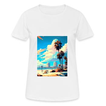 Long Beach Californie Cali Vintage affiche de voyage - T-shirt respirant Femme - blanc - Devant - AI Model Female 172 dark (172cm)