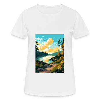 Lac Wallenpaupack Pennsylvanie affiche de voyage - T-shirt respirant Femme - blanc - Devant - AI Model Female 172 dark (172cm)