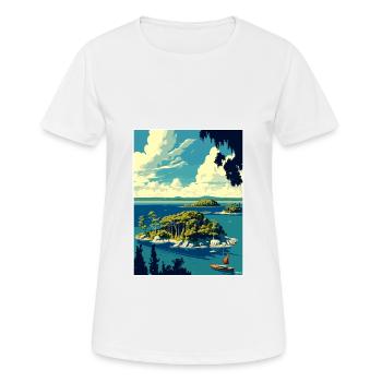 Thousand Islands New York State Travel Poster - Women's Breathable T-Shirt - white - Front - AI Model Female 172 dark (172cm)