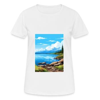 Iliamna Lake Alaska Vintage Travel Poster Souvenir - Women's Breathable T-Shirt - white - Front - AI Model Female 172 dark (172cm)