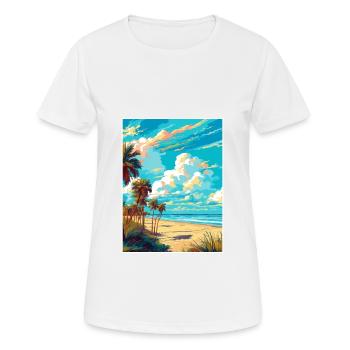 Cocoa Beach Florida Vintage Reiseposter Souvenir - Frauen T-Shirt atmungsaktiv - Weiß - Vorne - AI Model Female 172 dark (172cm)