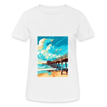 Cocoa Beach Florida Vintage Reiseposter Souvenir - Frauen T-Shirt atmungsaktiv - Weiß - Vorne - AI Model Female 172 dark (172cm)