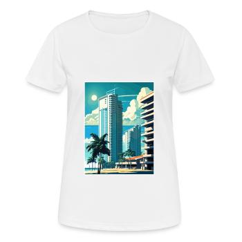 Miami Beach Florida Vintage Reiseposter Souvenir - Frauen T-Shirt atmungsaktiv - Weiß - Vorne - AI Model Female 172 dark (172cm)