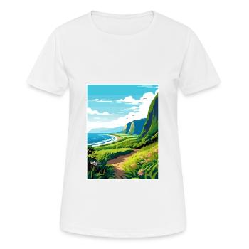Waipio Valley Hawaï Vintage voyage affiche WPA Art - T-shirt respirant Femme - blanc - Devant - AI Model Female 172 dark (172cm)