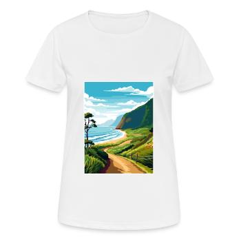 Waipio Valley Hawaï Vintage voyage affiche WPA Art - T-shirt respirant Femme - blanc - Devant - AI Model Female 172 dark (172cm)