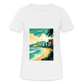 Waikiki Beach Hawaii Vintage Travel Poster WPA Art - Women's Breathable T-Shirt - white - Front - AI Model Female 172 dark (172cm)