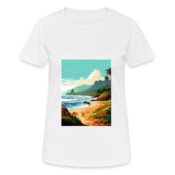 Ke E Beach Hawaï Vintage voyage affiche Souvenir - T-shirt respirant Femme - blanc - Devant - AI Model Female 172 dark (172cm)