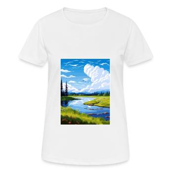 Chena Lake Alaska Vintage Reiseposter Souvenir - Frauen T-Shirt atmungsaktiv - Weiß - Vorne - AI Model Female 172 dark (172cm)