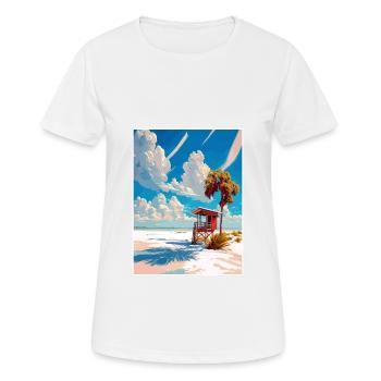 Siesta Key Florida Vintage Travel Poster Souvenir - Women's Breathable T-Shirt - white - Front - AI Model Female 172 dark (172cm)