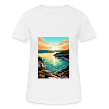 Lac Travis Texas Vintage voyage affiche Souvenir - T-shirt respirant Femme - blanc - Devant - AI Model Female 172 dark (172cm)