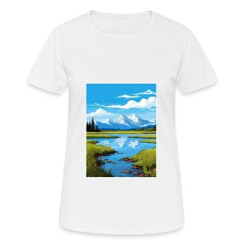 Lake Clark Alaska Vintage Travel Poster Souvenir - Women's Breathable T-Shirt - white - Front - AI Model Female 172 dark (172cm)