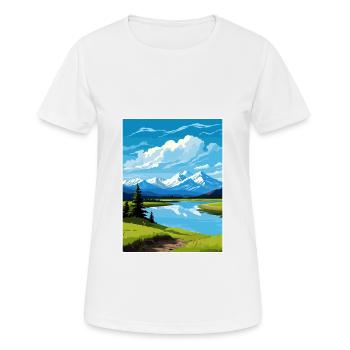 Twin Lakes Alaska Vintage Travel Poster Souvenir - Women's Breathable T-Shirt - white - Front - AI Model Female 172 dark (172cm)