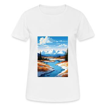Twin Lakes Alaska Vintage Reiseposter Souvenir - Frauen T-Shirt atmungsaktiv - Weiß - Vorne - AI Model Female 172 dark (172cm)
