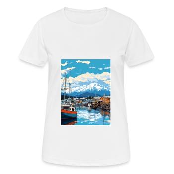 Cordova Alaska Vintage voyage affiche WPA Souvenir - T-shirt respirant Femme - blanc - Devant - AI Model Female 172 dark (172cm)