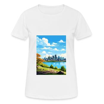 Montreal Canada Vintage Travel Poster WPA Souvenir - Women's Breathable T-Shirt - white - Front - AI Model Female 172 dark (172cm)