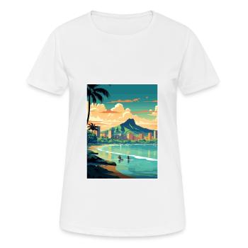 Honolulu Hawaï Vintage voyage affiche WPA Souvenir - T-shirt respirant Femme - blanc - Devant - AI Model Female 172 dark (172cm)