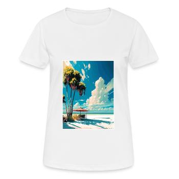 Siesta Key Florida Vintage Travel Poster Souvenir - Women's Breathable T-Shirt - white - Front - AI Model Female 172 dark (172cm)