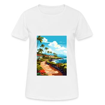 Kailua Kona Hawaii Vintage Travel Poster Souvenir - Women's Breathable T-Shirt - white - Front - AI Model Female 172 dark (172cm)