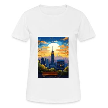 Manhattan New York Vintage Reiseposter Souvenir - Frauen T-Shirt atmungsaktiv - Weiß - Vorne - AI Model Female 172 dark (172cm)