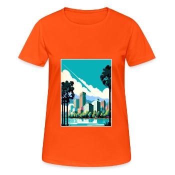 Oakland California Vintage Travel Poster Souvenir - Women's Breathable T-Shirt - neon orange - Front - AI Model Female 172 dark (172cm)