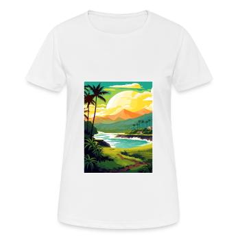 Kailua Kona Hawaii Vintage Travel Poster Souvenir - Women's Breathable T-Shirt - white - Front - AI Model Female 172 dark (172cm)